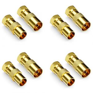 deleyCON 8 Pi&egrave;ces Adaptateur de C&acirc;ble Sat comme Set - Connecteur F sur 4X Prise D'antenne & 4X Prise D'antenne Connecteur D'antenne Coaxial Coupleur pour C&acirc;ble Coaxial C&acirc;ble D'antenne (*MEMORYKING*, neuf)