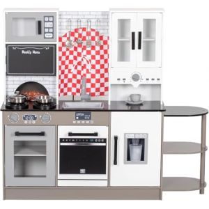 BRINJOY Cuisine en Bois avec Four, cuisini&egrave;re, Lave-Linge, aper&ccedil;ue, Machine &agrave; glacer, ustensiles de Cuisson, Jeu de Cuisine de Jouets pour Petite Fille gar&ccedil;ons &acirc;ges 3+ (Blanc) (AIJU-EU, neuf)