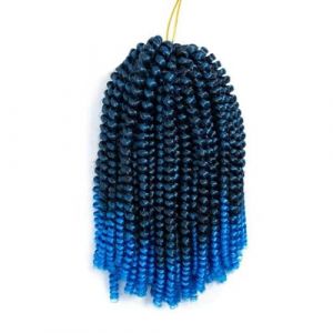 WBLSPA 8 Pouces Ombre Printemps Cheveux Crochet Tresses Extensions Synthétique 30 Racines Couleur Brun Noir Crochet Tressage Cheveux-M1b/Bleu-8 pouces-CHINE-7Pcs/Lot (guangzhouliyeshangmaoyouxiangongsi 85244, neuf)
