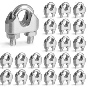 PYEUIFT 25 Pi&egrave;ces Serre Cable Acier 3mm, Serre Cable Inox, Convient pour Fil &Oslash; 3 mm, Pour DIY, Installations Domestiques et Artisans, Serre C&acirc;ble Stabilit&eacute; pour C&acirc;bles Acier et Inox (tulan4820208, neuf)