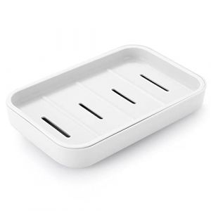 ERKXD Porte-savon de salle de bain avec égouttoir, économiseur de savon pour la douche, nettoyage facile, sec, empêche le savon mousseux (blanc) (EUEEY, neuf)