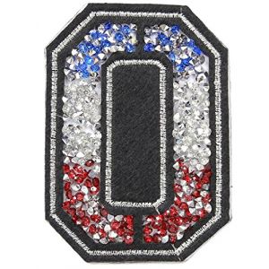 Écusson Patch Badge strass Brodé ecusson lettre alphabet thermocollant lettres en strass 8-10 cm O FRANCE couleurs Tricolore (B2SEE LTD avec TVA francaise et livraison LaPoste, neuf)