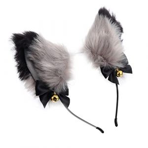 HEALEEP Bandeau D&rsquo;oreilles De Renard Cosplay Taille Unique Peluche Grise Et Noire Clochette Dor&eacute;e Pour F&ecirc;tes Costum&eacute;es Et Soir&eacute;es D&eacute;guis&eacute;es (Aesthetiscs, neuf)
