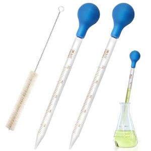 2 Pièces Pipettes 10ml, Pipette Graduée en Verre, Compte Goutte avec 2 Bouteilles à Aspiration en Caoutchouc Pour et 1 Brosse de, Compte Gouttes Pipette，Pour Pharmacie, Parfum, Laboratoire (NOKWOCY TRADE Kft., neuf)