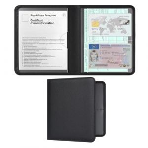 RSAquar Porte-Documents Voiture pour Carte Grise et Assurance – Étui Compact en Cuir PU pour Boîte à Gants – Organisateur pour Permis, Papiers de Véhicule et Carte Verte (Noir) (RSAquar-FR, neuf)