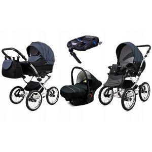 BabyLux&reg; Enfant Poussette Combin&eacute;e Set 4 en 1 - Margaret Exclusive - incl. Nacelle, Canne, Si&egrave;ge de voiture, ISOFIX Base - Si&egrave;ge Auto - Landau B&eacute;b&eacute; - avec Sac &agrave; langer, Habillage pluie etc. (BabyLux-shop, neuf)
