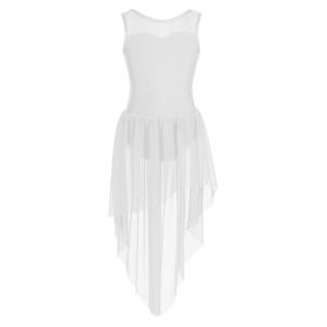 ranrann Enfant Fille Asym&eacute;trique Robe Danse Classique Justaucorps sans Manche Robe Danse Latine Ballet Costume Spectacle Dancewear A Blanc 8 Ans (ranraneu, neuf)