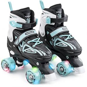 Apollo Patins à roulettes Filles et Garçons Super Quad X Pro Réglables pour Enfants – Roller Enfants Garçons et Filles LED Confortables et à Taille Réglable - Patins à roulettes Tailles 31-42 (Vevendo, neuf)