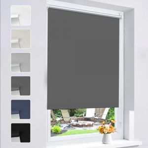Grandekor Store Enrouleur Occultant sans Perçage Installation Facile 100% Opaque Protection Thermique Solaire pour Fenêtre Porte, 45l x 170L cm, Gris foncé (DecoWarm, neuf)