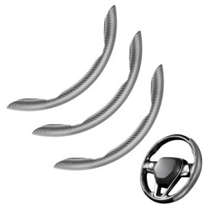 3 Pi&egrave;ces Cache Volant en Fibre de Carbone Anti-D&eacute;rapant 38cm, Protection de Volant segment&eacute;e en Cuir Fibre de Carbone, Universel pour 99% des Voitures (CHANGSHENGUK, neuf)