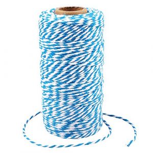 G2PLUS 100M Ficelle Coton No&euml;l Ficelle Bleu et Blanc 2MM Ficelle Cadeau Decorative Cordes pour l'emballage de Cadeaux de No&euml;l et Bricolage Artisanat (BIGGER, neuf)