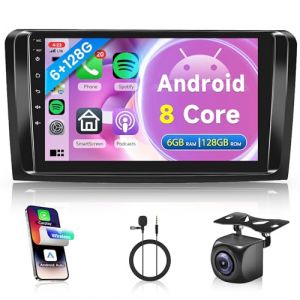 6G+128G 8 Core Sans Fil Carplay Android Autoradio 2 Din pour Mercedes Benz ML GL W164 ML350 ML500 GL320 X164 ML280 GL350 9 Pouces Autoradio avec Android Auto GPS Navi WiFi DSP Bluetooth FM/RDS USB SWC (Rimoody Direct, neuf)