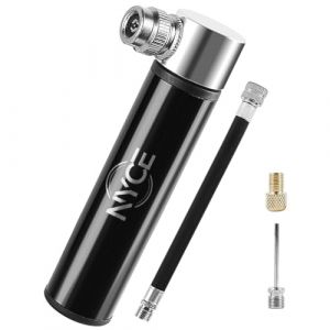 Gonfleur Ballon - Mini Pompe &agrave; air Aluminium - Pompe Velo et Ballon avec Accessoires Aiguille et Cordon de gonflage - Pompe Portable Foot, Basket et Autres - Mini Pompe Velo alu (ny'ce, neuf)