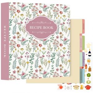 Lanpn Classeur de Recettes Rigide 3 Anneaux, Grand Cahier Carnet Recette Cuisine &agrave; Remplir, Classeur Souple avec 8 Intercalaires et 2 Autocollants Livre Recette, Rose 30 x 31 cm, Anglaise (BILLIONRVL, neuf)