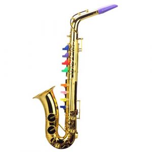 Saxophone Jouet Solide ABS &ndash; Instrument Simulation D&eacute;butant | 8 Rythmes Trompette Accessoire Jeu Enfant | Jouet Musical Portable &Eacute;veil Musical pour Gar&ccedil;ons Et Filles (proiny, neuf)