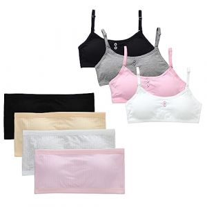 Surakey Soutien-Gorge Filles sous-V&ecirc;tements sans Bretelles,Coton Soutien-Gorge Respirant Fille,Invisible Coussinet Amovible,10-14Ans Adolescente Brassiere Remboure Tour Poitrine Taille Unique Type 2 (Surakey, neuf)