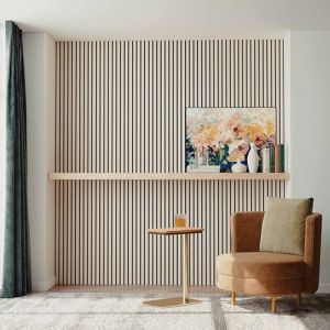 AICA Lot de 2 Panneaux Muraux D&eacute;coratifs Acoustiques Bois MDF 120x60cm Ch&ecirc;ne blanc AntiBruit, Facile &agrave; Poser (AICA  Sanitaire, neuf)