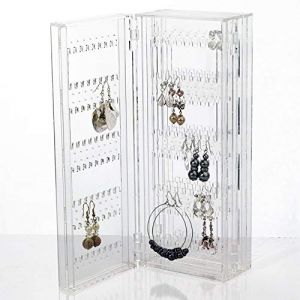 Porte Bijoux Rangement Bijoux Pliable Support Bijoux Presentoir Boucle d'oreille Rangement Collier Porte Boucles d'oreilles Presentoir Collier Transparent Idee Cadeau pour Femme (Transino, neuf)