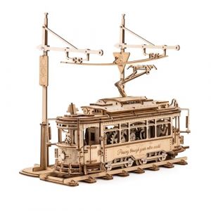 ROKR Maquette en Bois a Construire Puzzle en Bois 3D Cadeaux pour Adultes et Enfants Tramway Urbain Classique, Modèle de Voiture, Classic City Tram, LK801 (Ruober, neuf)