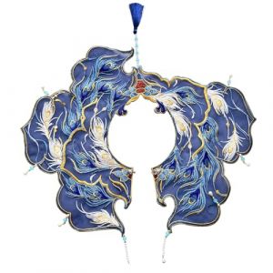 DINSOAVR Cravates, faux cols, broderie vintage chinoise à plumes Yunjian châle enveloppant perles glands asymétriques faux col écharpe capelet (guangzhoujucikejiyouxiangongsi, neuf)