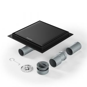 Bernkot Caniveau de douche carr&eacute; 20 x 20 cm, siphon &agrave; 360&deg; avec syst&egrave;me anti-odeurs et tamis &agrave; cheveux 2 en 1 carrelable acier inoxydable rigole d'&eacute;vacuation &eacute;vacuation de sol &eacute;vacuation de douche (Bernkot, neuf)