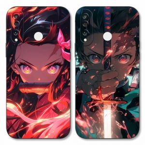 LYUBFDC 2 Pièces Coque pour Huawei P30 Lite/New Edition/Nova 4e 6.15'', avec Anime Motif Kamado Nezuko Tanjirou Manga Antichoc TPU Protective Objectif Caméra Housse Étui de Téléphone Case, 08 (VITAMINROX GO, neuf)