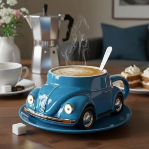 SAELELY Tasse à café en forme de coccinelle, tasse à café en forme de voiture, tasse à café en céramique faite à la main en forme de voiture, tasse à café mignonne en forme de coccinelle en céramique (hefeiousipeishangmaoyouxiangongsi, neuf)
