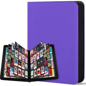 WITHYU Album de Collection pour Cartes - 32 Pages Capacit&eacute; 1024 Cartes, Classeur &Eacute;tanche & Antichoc avec Insertion Lat&eacute;rale pour TCG/Jouer/Sportives, Conception sans Anneaux (Violet) (Withyu, neuf)