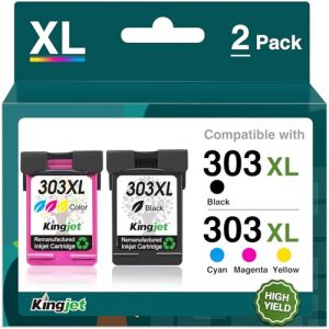 Cartouches 303 XL Noir et Couleur compatibles avec Cartouches HP 303 303 XL 303XL Noir et Couleur Encre pour HP Envy Photo 6230 6220 7830 6232 6234 7130 7134 (2 Pack) (KINGJET IMAGE CO., LTD., neuf)