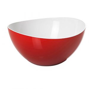 Omada Design Saladier, bol en plastique incassable bicolore, fabriqué en Italie, ligne Trendy, diamètre 26 cm, capacité 3,5 litres, va au lave-vaisselle, Blanc et Rouge (Omadadesign, neuf)