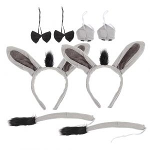 NOLITOY 2ensembles Costume Âne Cartoon Avec Oreilles Nez Queue Et Nœud Kit Déguisement Pour Fête Halloween Et Cosplay (M.Meteorite, neuf)