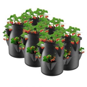 Tour A Fraise, Sac De Plantation Fraise, Sacs en Pot Aux Fraises, 45 X 35 Cm avec 6 Poches LatéRales, RéUtilisable Feutre éPais pour Cour, Balcon, ExtéRieur (6) (Flanliy-EU, neuf)