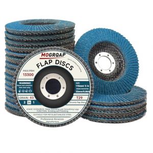 MOGRQAP 20 Pièces Disques à Lamelles, 115mm Disque 40/60/80/120 Grain Meuleuse Compartiments pour Meuleuse Convient à l'acier Inoxydable, Bois, Métal (MOGRQAP ABRASIVES TOOLS, neuf)