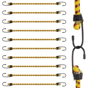 AWBEOT 10 Pcs 40 cm Tendeurs Elastique avec Crochets, Cordes &eacute;lastiques, Sangles &eacute;lastiques, Extenseur avec Crochet, Sandow Elastique Caoutchouc, Corde de Tension pour Bagage,Velo,Camping,Bache,Jaune (ruiquankai, neuf)