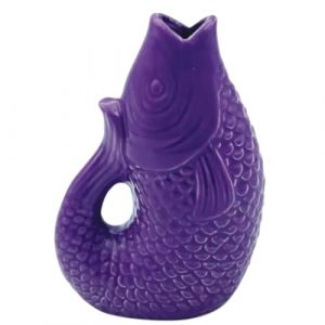 Vase Poisson Boh&egrave;me D&eacute;coratif en Gr&egrave;s C&eacute;rame, Symbole d'abondance, Dimension 12 cm (Violet) (heness, neuf)