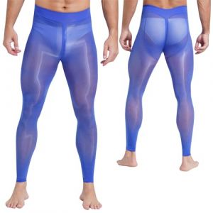 dPois Collant Homme Sexy Transparent &eacute;rotique sous-v&ecirc;tements Bas Pantyhose Extensible Leggings Lingerie Ouvert Zip Club Type B Bleu Roi XL (dPois eu, neuf)