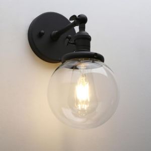Pathson Réglable Applique Verre Boule Abat-jour Lampe Rétro Industrial Applique Murale Rétro Eclairage Noir (Pathson (Europe), neuf)