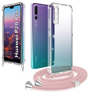 XCYYOO Étui Coque Universel avec Cordon Sangle Dragonne pour Huawei P20 Pro,Housse en Silicone avec Collier Transparent Lanyard Case Réglable Téléphone Portable,Or Rose (XCYYOO, neuf)
