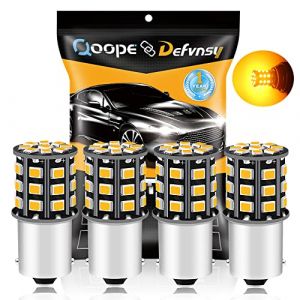 Defvnsy Ampoule LED P21W 1156 BA15S, Extrêmement Brillant Jaune 12V-24V DC Pas Polarité 1141 1003 7506 Ampoules Clignotant, 33SMD 2835 Remplacement Ampoule Voiture pour Feu Arrière, Clignotant Latéral (Defvnsy-EU, neuf)