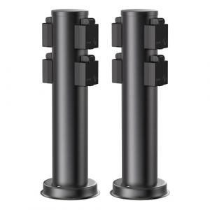 ledscom.de 2 pièces Colonne de Prises de Courant de Jardin PORU pour l'extérieur, IP44, 4X, Acier Inoxydable, Noir, Rond, 39 cm (LEDs Com GmbH, neuf)