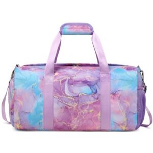 Sac de voyage pour enfant, sac de danse, sac de weekend, sac de sauna, sac de natation, sac de sport, sac de sport avec compartiment à chaussures, doré violet, 18 "L * 9.75" H * 8 "W, Sac de voyage (Newerfee, neuf)