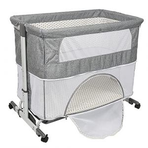 KEVO Lit Jumeaux Bebe,Twin Nursery Center, Accessoire De Berceau Jumeau pour Parc, Lit De Bébé Dormeur avec Parents, Hauteur Réglable, Roue Universelle Muette, Berceaux (Hechheu, neuf)
