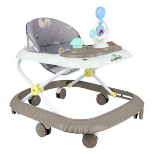 4-en-1 Trotteur B&eacute;b&eacute; avec Plateau d'Activit&eacute;s Musical, 4 Hauteurs R&eacute;glables, Trotteur Bebe Marche Pliable, De 6 &agrave; 18 mois, Jusqu'&agrave; 9 kg (Kaki, 58 * 55 * 65 cm) (hlang EU, neuf)