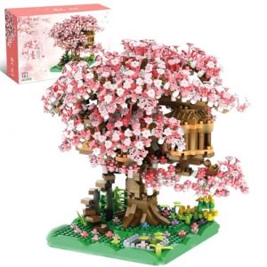 Sakura Arbre Maison Construire Bloc, 12580 Pièces Ensemble de Construction Cabane dans Les Arbres, Sakura Botanical Collection Building Set pour Adultes, Not Compatible with Lego (Tirff, neuf)
