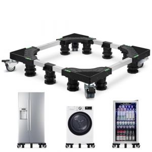 Humagineer Améliorée Support pour Machine à Laver Réglable 61-78cm, 10 Pieds et 4 Roues, Socle Stabilisé pour Lave-Linge Capacité de 300kg, Compatible avec Meubles, Sèche-Linge et Réfrigérateurs, Noir (YUHOULIFE, neuf)