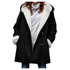 Manteau Femme Hiver Grande Taille Chauffant Teddy Veste Peluche Femme Automne Legere Vetement Mode Chic Cintr&eacute; &Eacute;pais Doudoune Bouclette 2#Noir M (opcvje, neuf)
