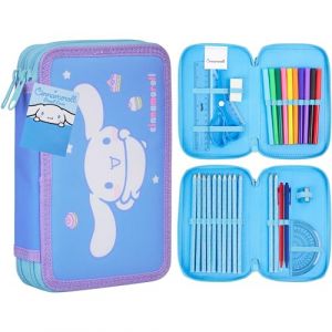 Hello Kitty Sanrio Trousse Scolaire Fille Remplie Fournitures Scolaires Kuromi Anime Trousse Feutres Grande Capacité Crayons de Couleur Idée Cadeau (Multi Cinnamoroll) (Get Trend., neuf)