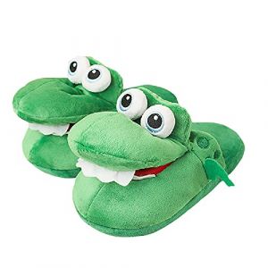 通用 PINGESILU Pantoufles en peluche d'animaux de dessin anim&eacute; de crocodile pour hommes et femmes amusants d'hiver et pantoufles de maison chaudes en crocodile dr&ocirc;les (39/42, vert, numeric_39) (PINGESILU, neuf)