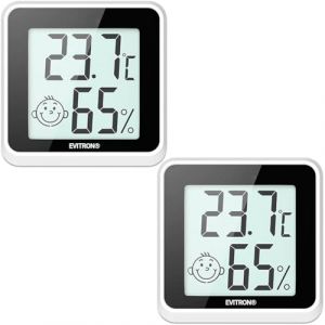 Lot de 2 mini thermom&egrave;tres hygrom&egrave;tres num&eacute;riques d'int&eacute;rieur - Mesure de la temp&eacute;rature et de l'humidit&eacute; - Affichage du confort et des smileys - &Agrave; poser ou &agrave; coller - Pour salon, bureau, chambre de (BMUT UG (haftungsbeschr&auml;nkt), neuf)