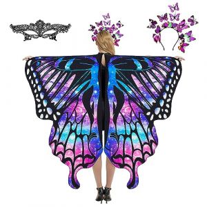 plainshe Lot de 3 ailes de papillon, ailes de f&eacute;e, pour adulte, costume de papillon, violet, costume d'Halloween pour femme (#026) (plainshe, neuf)
